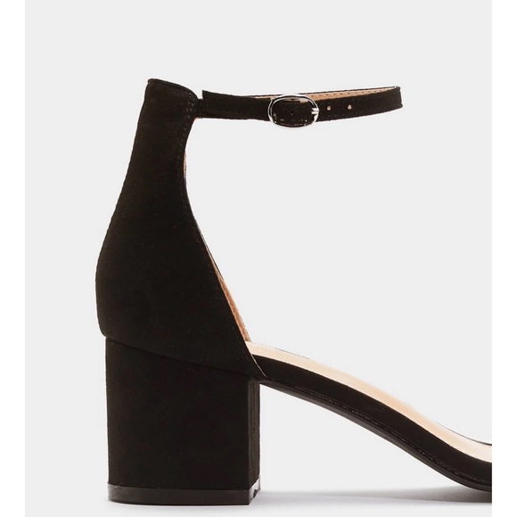 Black Block Heel Classic Sandal Ankle Strap - Picture 3 of 3